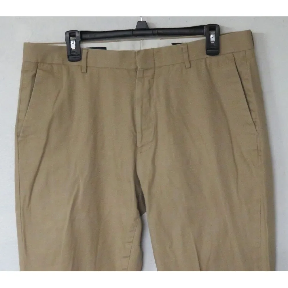 Mens J. Crew Flat Front Light Brown Cotton Thompson Slacks Pants 36x28 Khaki J10